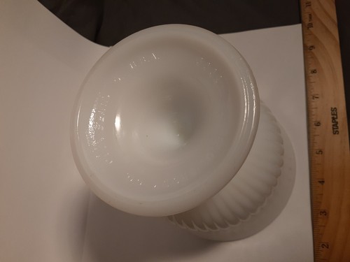 Vintage EO Brody White Milk Glass Ribbed Pedestal Vase Planter - M3000 FAST SHIP - Picture 13 of 20