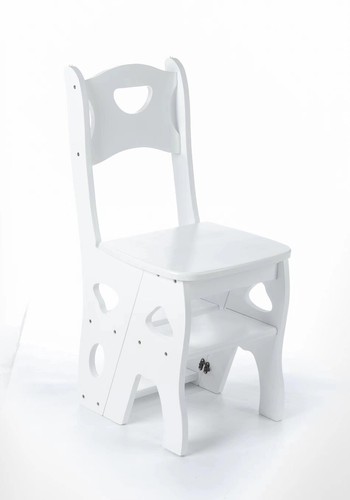 Stufenhocker Stuhl, Leiter und Stuhl Cabrio, 3-stufig, tragbar, Massivholz - Bild 12 von 23