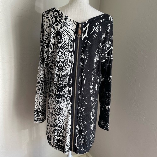 Katherine Barclay Black & White Snake Print Long Sleeve Mini Dress Size: M - Picture 2 of 8