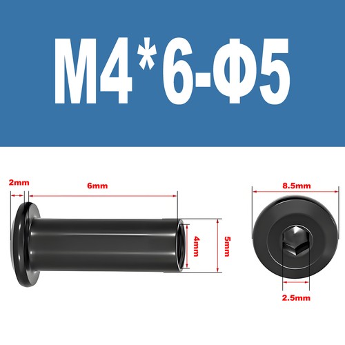 Hülsenmuttern Schwarz M2-M10 Flachkopf Innensechskant geschlossen Edelstahl V2A - Bild 46 von 127