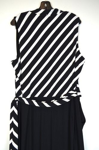 LAUREN by Ralph Lauren Black White Stripe Wrap Jersey Pants Jumpsuit 24W 3X EUC - Picture 9 of 10