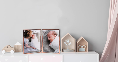 Concise Hinged Double Picture Frame, Silver Plated,Standing Vertical,5 by 7 Inch - Picture 2 of 6
