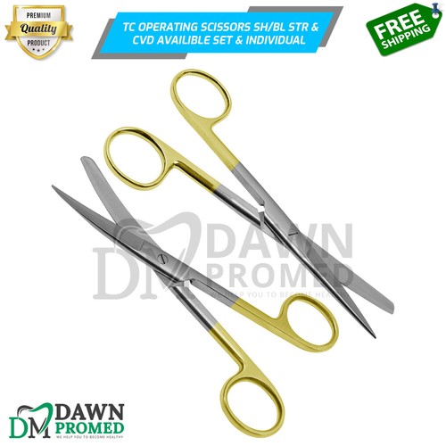 T/C Operating Dissecting Scissors 5.5” Straight & Curved Sharp/Blunt Instruments - Picture 1 of 30