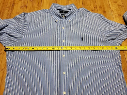 Camisa Ralph Lauren De Colección Para Hombre Talla L Azul Blanco Rayas Manga Larga Calce Clásico - Imagen 4 de 8