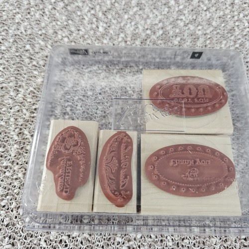 Stampin Up Set of 4 Wood Mount Stamp Set - Oval All - Picture 2 of 3