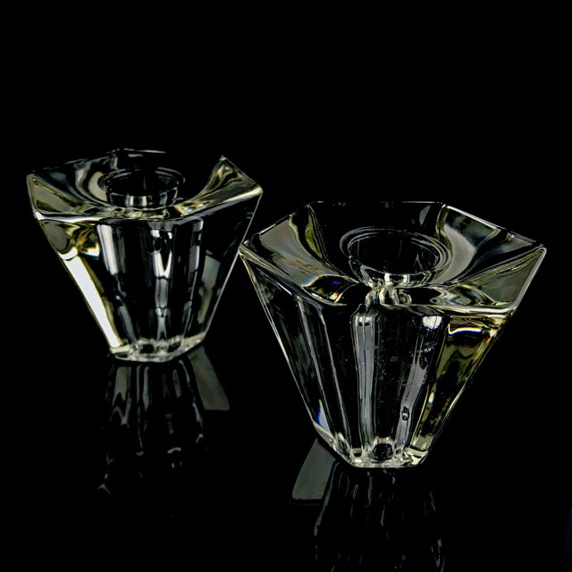 Lenox Lead Crystal Star Shape Set of Taper Candle Holders (2) eBay