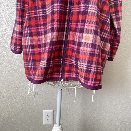 Plus Size Plaid Fleece Jacket Colorful Holiday Prairie Grandma Rustic 14W 16W - Picture 5 of 12