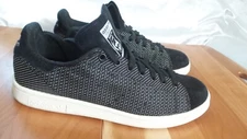 adidas Stan Smith Original M17157 Sneakers Black/White Weave Fabric/Suede Sz 9.5