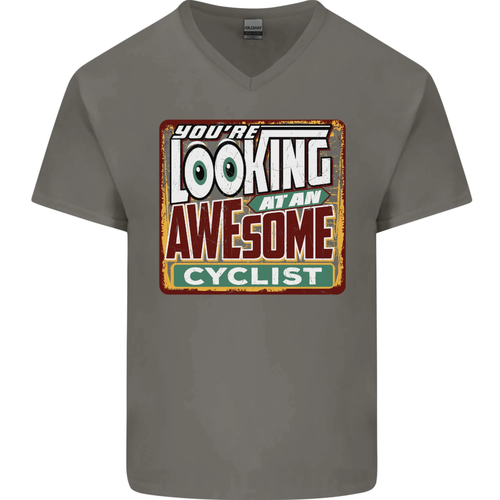 Looking at an Awesome Cyclist Radfahren Herren T-Shirt V-Ausschnitt Baumwolle - Bild 28 von 37