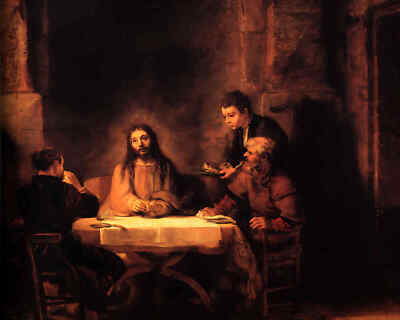The Supper at Emmaus Painting by Rembrandt 8x10'' Art Print (Archival Paper)