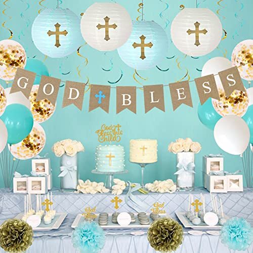 Baptism Decorations for Boys First Communion Decorations Christening Decor 1s... - Picture 6 of 7