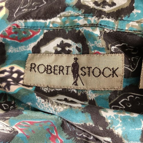 Robert Stock Herren Größe Large Vintage Seide Mehrfarbig Druck Langarm Knopf - Bild 2 von 8