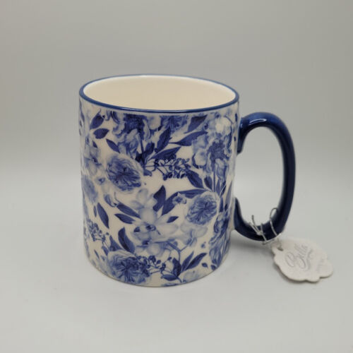 TAZZA CAFFÈ BELLA blu e bianca floreale nuova splendida nuova grande 10 fragola st - Foto 2 di 5