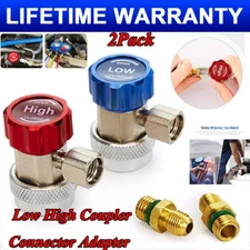 2Pcs Quick Connector Adapter Conversion Coupler Auto A/C Manifold Gauge Low/High