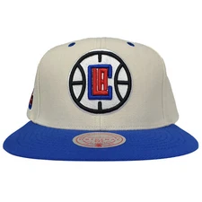 LA Clippers Mitchell & Ness NBA Snapback Hat Cap 3D Logo Cream Blue NWT