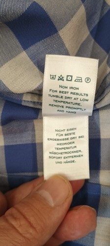 Charles Tyrwhitt Shirt Ext  Slim Fit Mens Large Blue Plaid Button Down Long Sleе - Picture 8 of 13