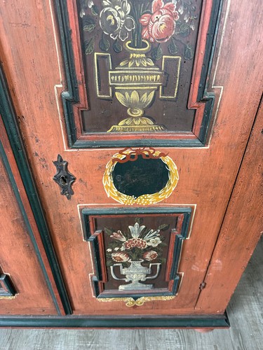 ANTIKER TÖLZER BAUERNSCHRANK SCHRANK FRÜHES 19 TES JHDT HANDBEMALT NUR 149cm - Bild 11 von 17