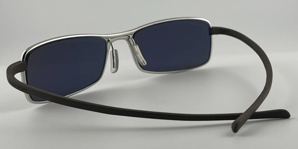 Auténticas gafas de sol Tag Heuer de borde completo TH 2017 plateadas/marrones flexibles templos Francia Foto 3 de 4