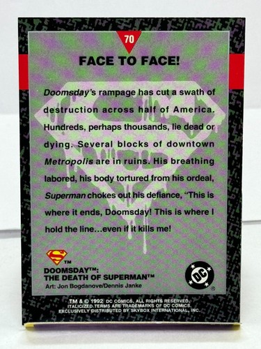 1992 DC Comics Trading Card Singles - Doomsday: The Death Of Superman - Picture 141 of 205