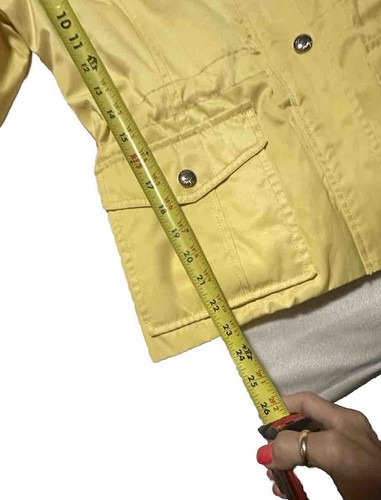 ⭐️ Jacket Women’s Sz M Raincoat Windbreaker Yellow With Floral Lining Full Zip - Picture 16 of 19