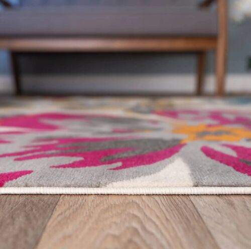NIP Modern floral design Kitchen rug 2x7 ft carpet runner pink blue gray flowers - Picture 3 of 6