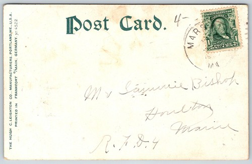 Postcard Fairfield, Library Building Maine Posted - Picture 2 of 2