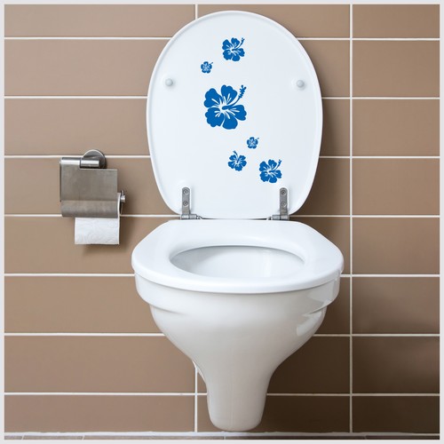 Hibiskus Blumen Aufkleber Deko Set 10-teilig Hawai Blüten Sticker Azurblau K165 - Bild 2 von 6