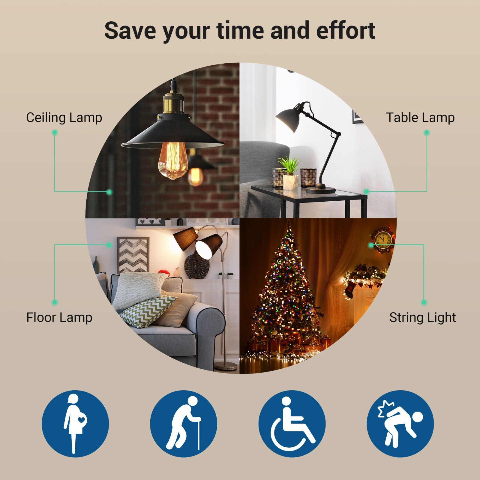 DEWENWILS Wireless Remote Control Outlet, 2 Independent Control Sockets 15A/1875