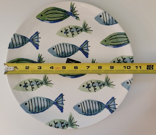 "Platos de cena 4ct Ceramiche Italia Italia azul verde pescado playa costera 10,5""" - Imagen 2 de 13