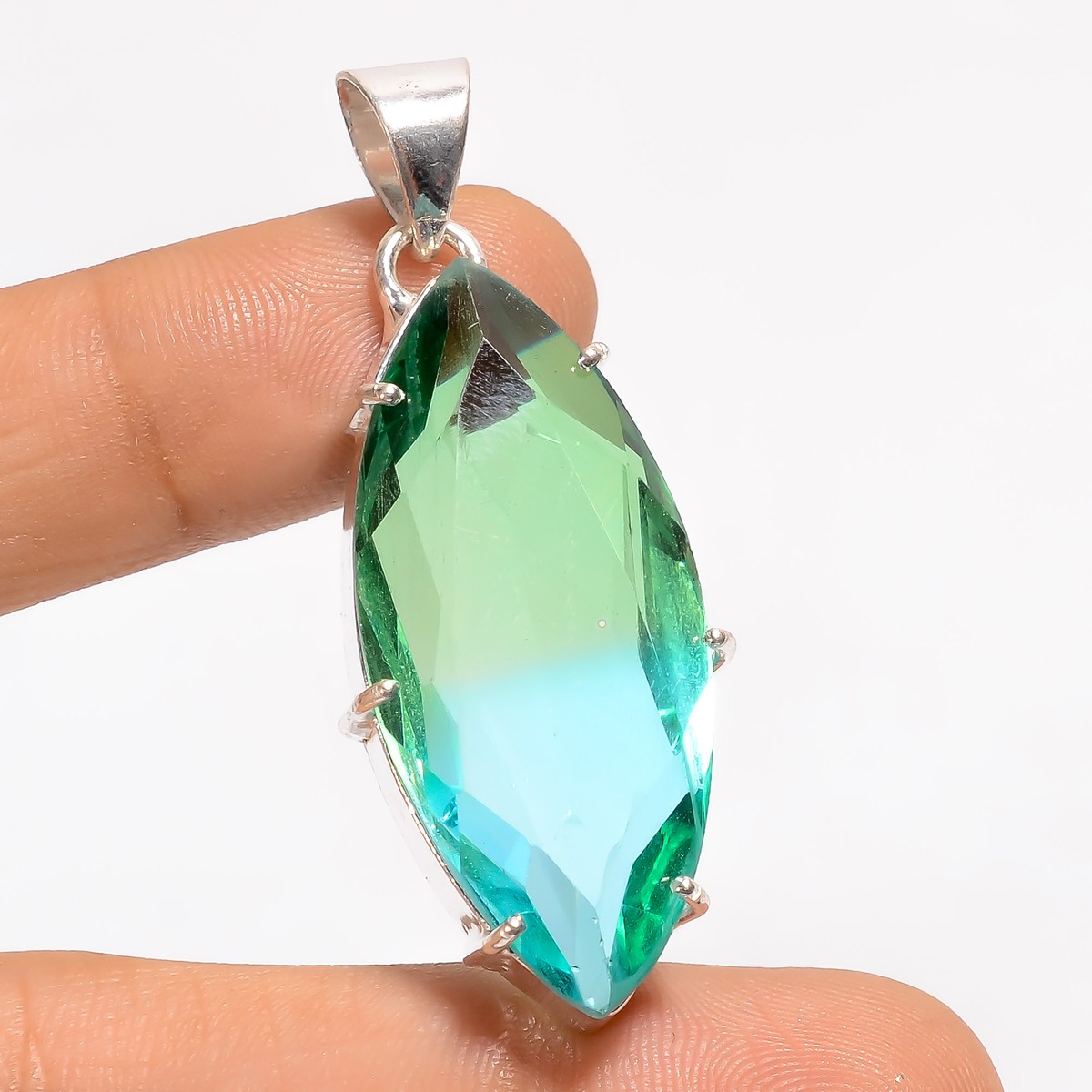 gem　0527 Bio Tourmaline Quartz Gemstone Fashion Jewelry 925 Silver
