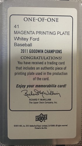 2011 GOODWIN WHITEY FORD #41 MINI MAGENTA PRINTING PLATE 1/1 ๐๐ฅ - Picture 2 of 2