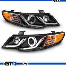 For 2010 2011 2012 2013 Kia Forte LED Halos Bar Black Headlights Left+Right Set