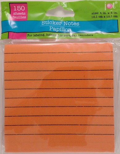 Jot STICKY NOTES RULED 4"x4" 150 Sheets/Pk, SELECT: Neon Orange, Pink or Yellow - Picture 2 of 4