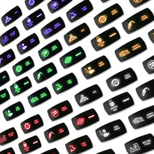 Laser Etched 5-Pin Horizontal LED Rocker Switch Dual Light 20A 12V ON/OFF SET-A