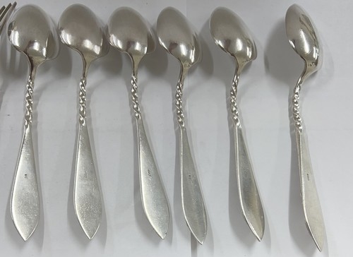 Antigua otomana persa/turca 800 plata mango retorcido 6 cucharas y tenedores para pasteles - Imagen 6 de 8