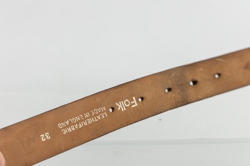 Unisex White Fabric with Brown leather belt size 32" Made in England - Picture 4 of 9