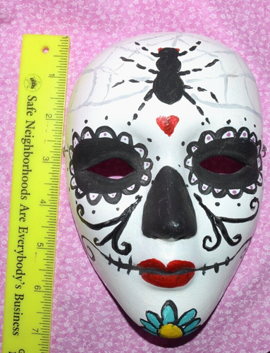 Ceramic Mask Day of the Dead Skull Wall Art-Hand Painted - Picture 4 of 5