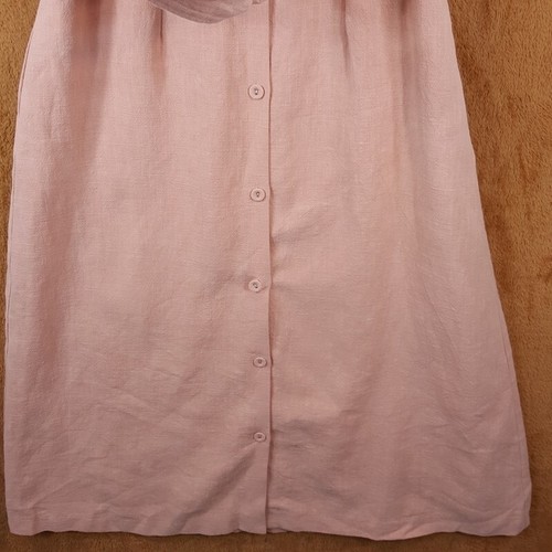 SAYLOR Womens Dress Medium Pink Belted A-Line Midi Ruffle 100% Linen SUE - Picture 3 of 13