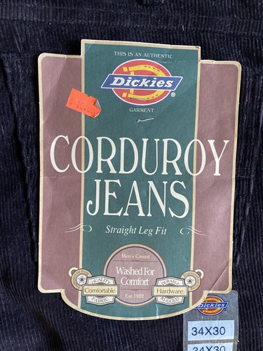NWT Vintage Dickies 34x30 Men's Corduroy Pants Dark Brown Work N.O.S. New NOS - Picture 14 of 16
