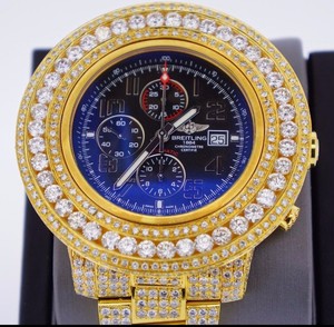 34-Carats-Diamond-Breitling-Super-Avenger-2-Watch-A13371-14k-Gold-Plated-ASAAR