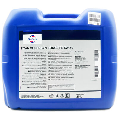 20 L Fuchs Supersyn Longlife 5W-40 | VW 502 00/505 00 | MB 226.5 | 229.5 |