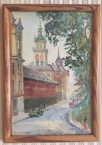 Pidvalna, Lemberg, Ukraine, 90er Jahre - Aquarell Gemälde auf Papier mit Rahmen - Bild 1 von 3