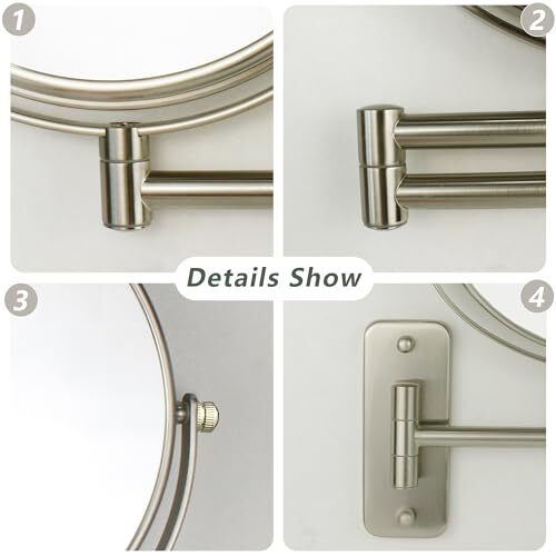 8" Wall Mounted Makeup Mirror, 1X/10X Magnifying Mirror with Brushed Nickel - Bild 5 von 7