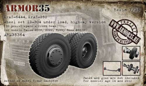 1/35 KrAZ-6444/250 Wheels Set ID-304 Under Load Highway Ver. for Takom/HobbyBoss - Zdjęcie 1 z 1