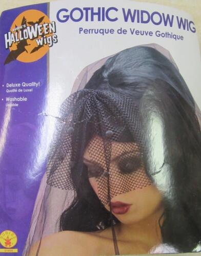 Rubie's Halloween Wigs Gothic Widow Long Black Wig with Veil - Picture 2 of 3