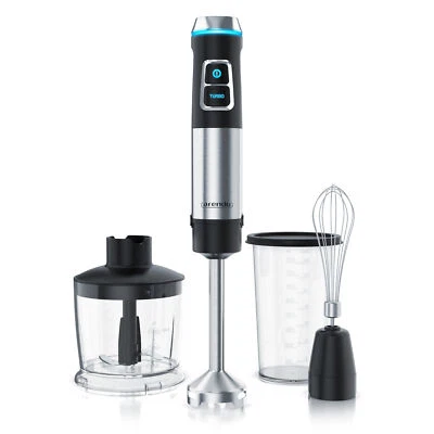 Arendo Edelstahl Stabmixer 1200 Watt vierflügeliges Messer Handmixer Schwarz