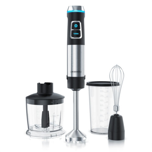 Arendo Edelstahl Stabmixer 1200 Watt vierflügeliges Messer Handmixer Schwarz - Bild 1 von 7