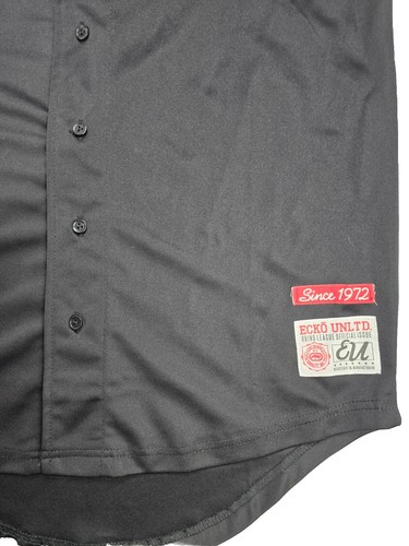 Y2K Ecko Unltd Jersey Baseball Vintage Mens Black Red Logo Short Sleeve Patch - Picture 10 of 13