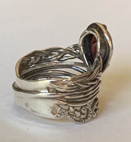 OR PAZ RED GARNET WIDE STERLING SILVER 925 RING SZ 9 MADE IN ISRAEL PZ - Picture 6 of 9