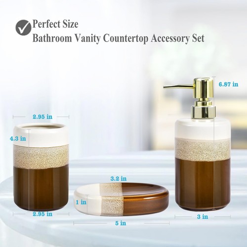 Luxury 3piece Bathroom Accessory Set Natural Reactive Glazed Ceramic Bath Shower - Picture 2 of 7